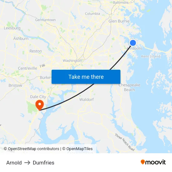 Arnold to Dumfries map
