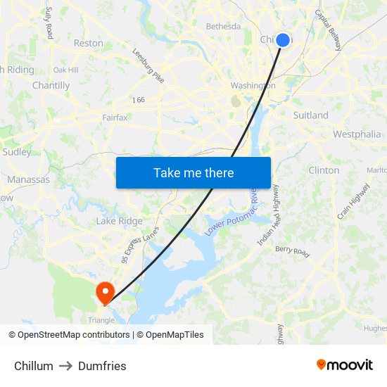 Chillum to Dumfries map