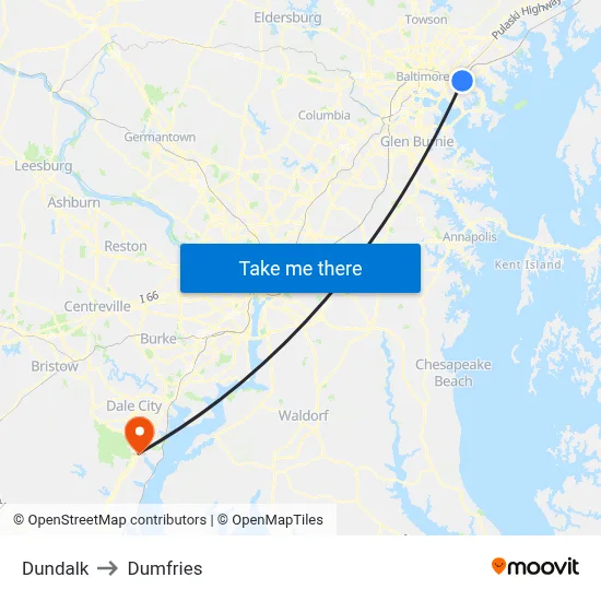 Dundalk to Dumfries map