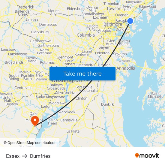 Essex to Dumfries map