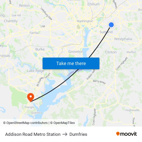 Addison Road Metro Station to Dumfries map