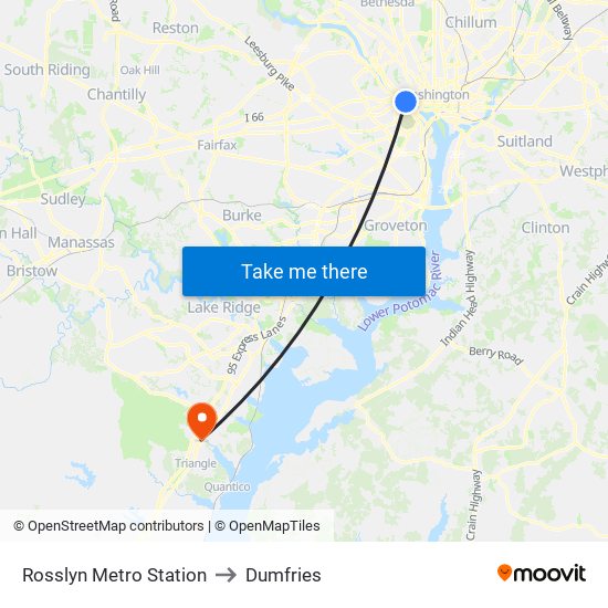 Rosslyn Metro Station to Dumfries map