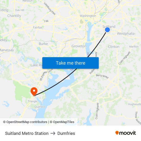 Suitland Metro Station to Dumfries map