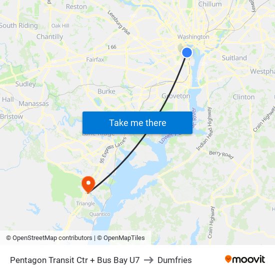 Pentagon Transit Ctr + Bus Bay U7 to Dumfries map