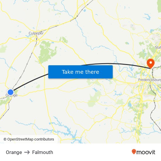 Orange to Falmouth map