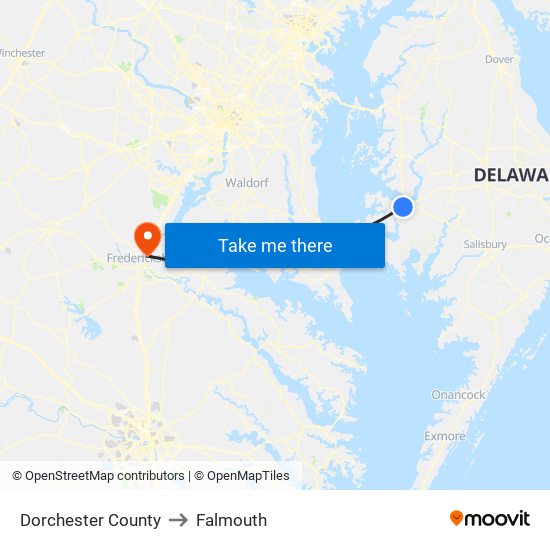 Dorchester County to Falmouth map