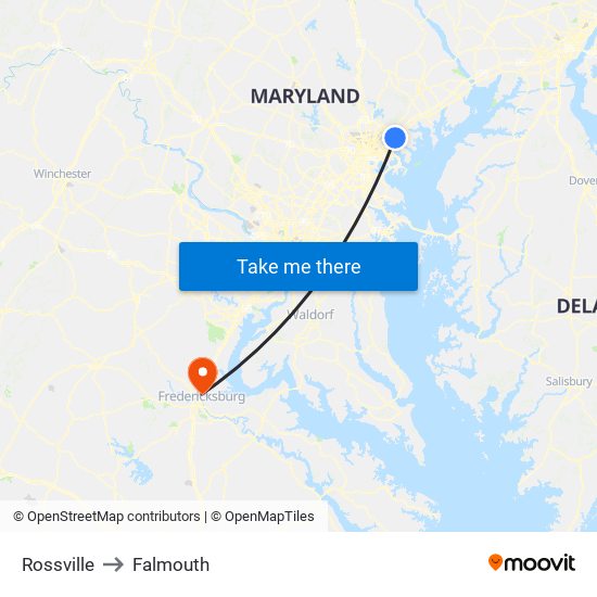 Rossville to Falmouth map