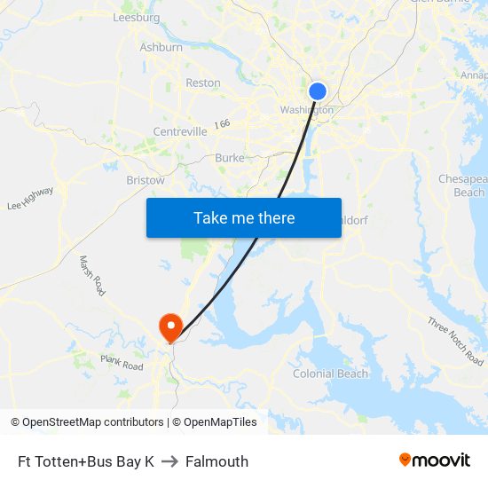 Fort Totten+Bay K to Falmouth map