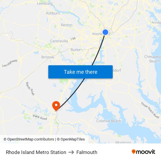 Rhode Island Metro Station to Falmouth map