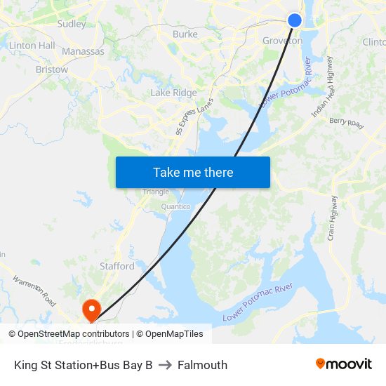 King St Station+Bus Bay B to Falmouth map