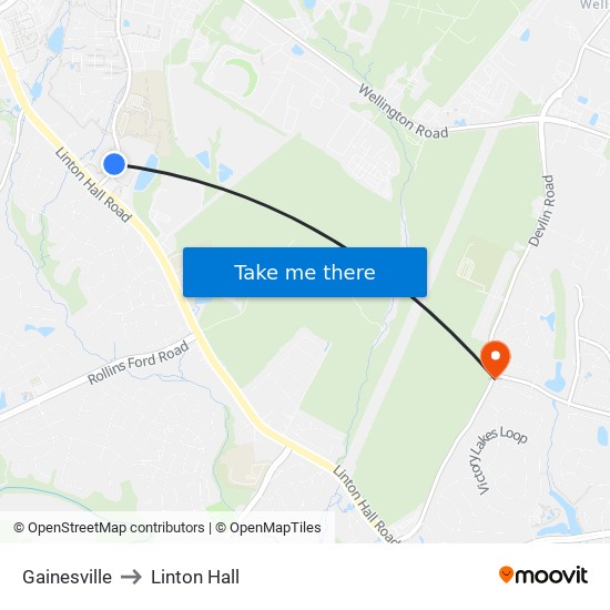 Gainesville to Linton Hall map