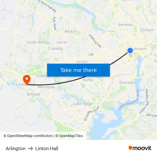 Arlington to Linton Hall map