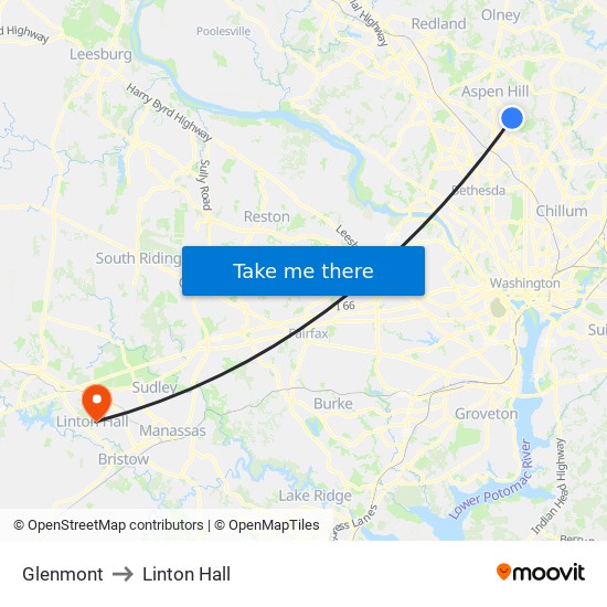 Glenmont to Linton Hall map