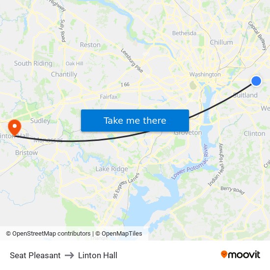 Seat Pleasant to Linton Hall map