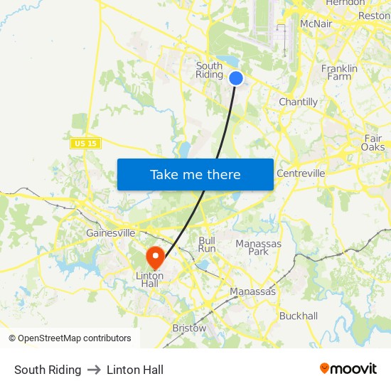 South Riding to Linton Hall map