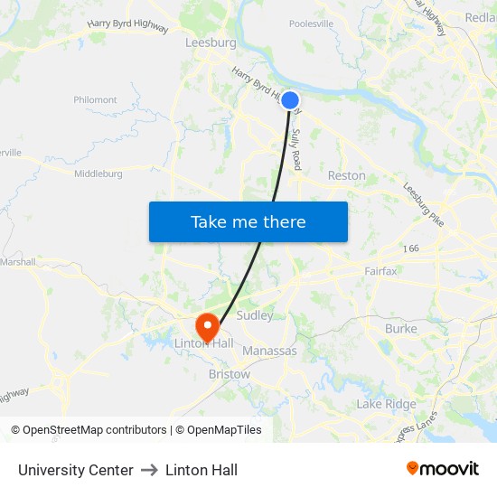 University Center to Linton Hall map