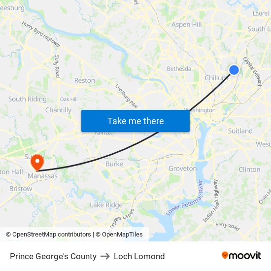 Prince George's County to Loch Lomond map