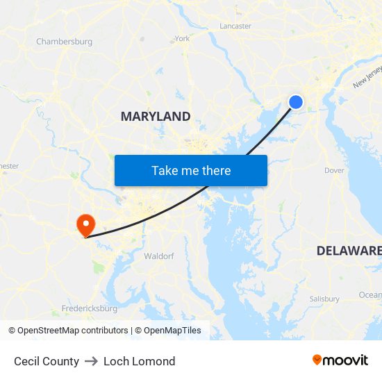 Cecil County to Loch Lomond map