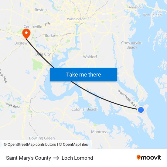 Saint Mary's County to Loch Lomond map