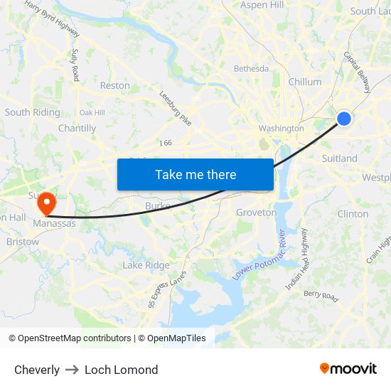 Cheverly to Loch Lomond map