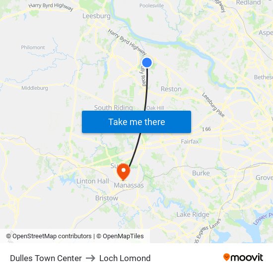 Dulles Town Center to Loch Lomond map