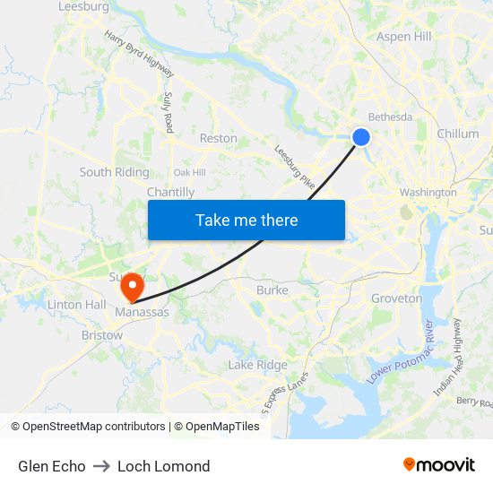 Glen Echo to Loch Lomond map