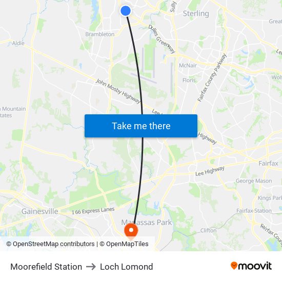 Moorefield Station to Loch Lomond map