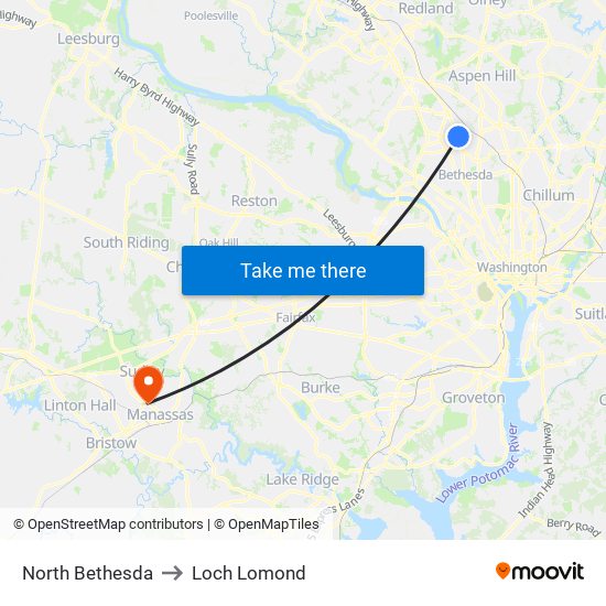 North Bethesda to Loch Lomond map