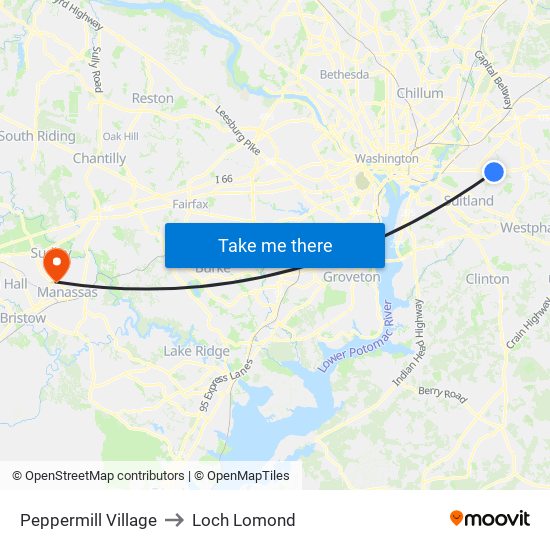 Peppermill Village to Loch Lomond map