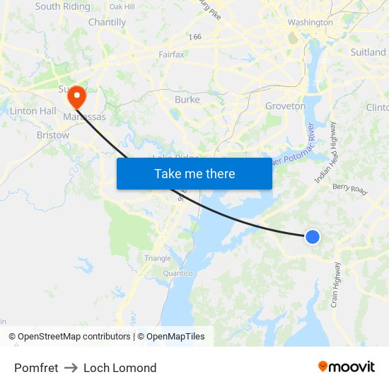 Pomfret to Loch Lomond map