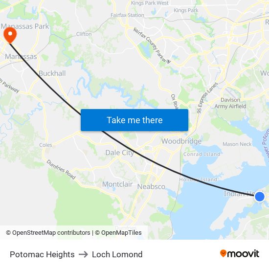 Potomac Heights to Loch Lomond map