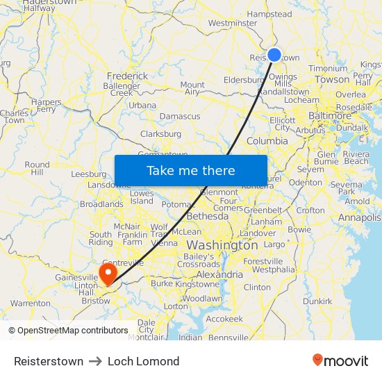 Reisterstown to Loch Lomond map