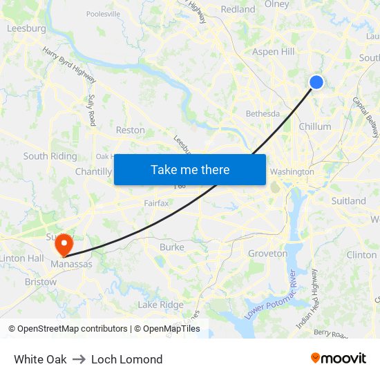 White Oak to Loch Lomond map