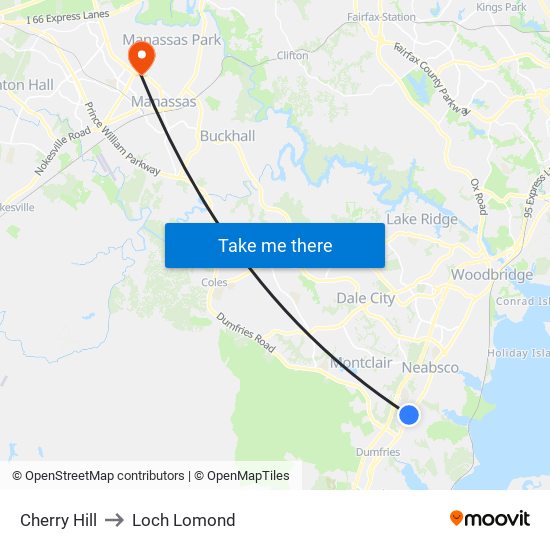 Cherry Hill to Loch Lomond map