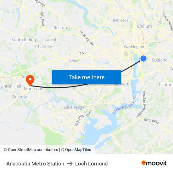 Anacostia Metro Station to Loch Lomond map