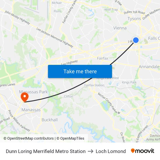 Dunn Loring Merrifield Metro Station to Loch Lomond map