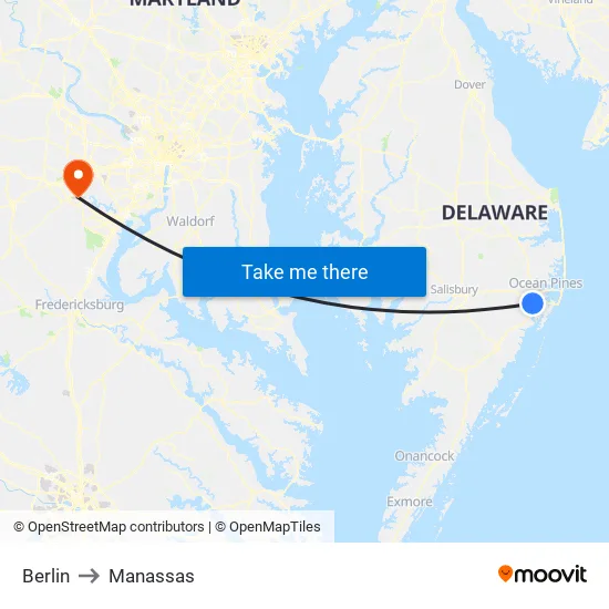 Berlin to Manassas map