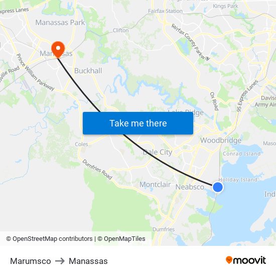 Marumsco to Manassas map