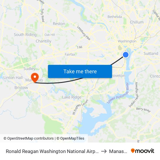 Ronald Reagan Washington National Airport (Dca) to Manassas map