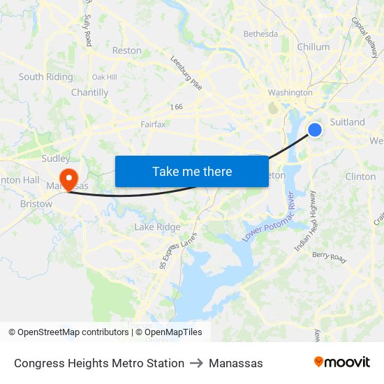 Congress Heights Metro Station to Manassas map