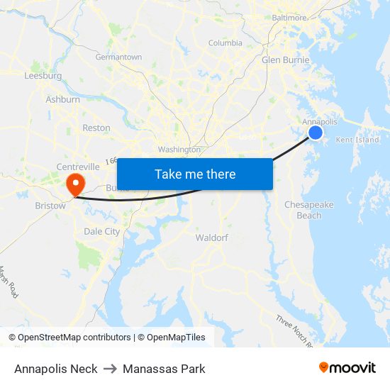 Annapolis Neck to Manassas Park map