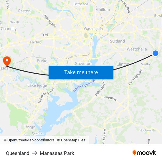 Queenland to Manassas Park map