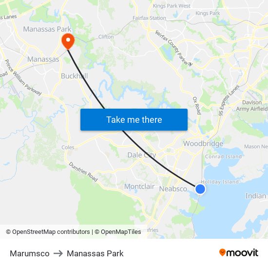 Marumsco to Manassas Park map