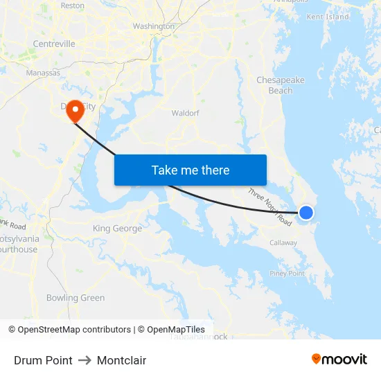 Drum Point to Montclair map