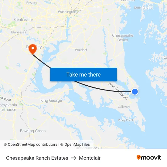 Chesapeake Ranch Estates to Montclair map