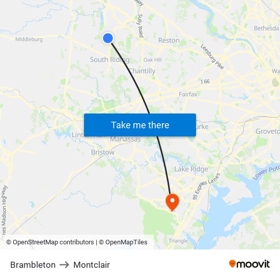 Brambleton to Montclair map