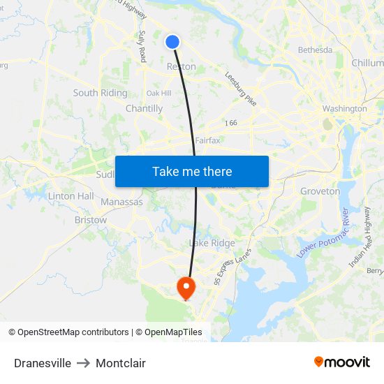 Dranesville to Montclair map