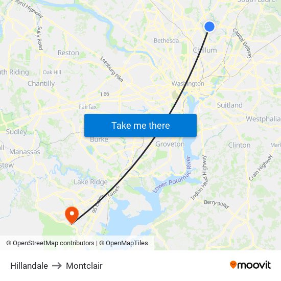 Hillandale to Montclair map