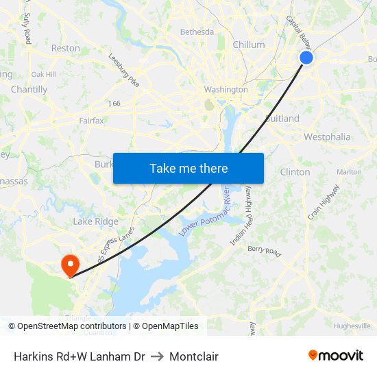 Harkins Rd+W Lanham Dr to Montclair map