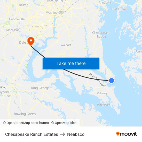 Chesapeake Ranch Estates to Neabsco map